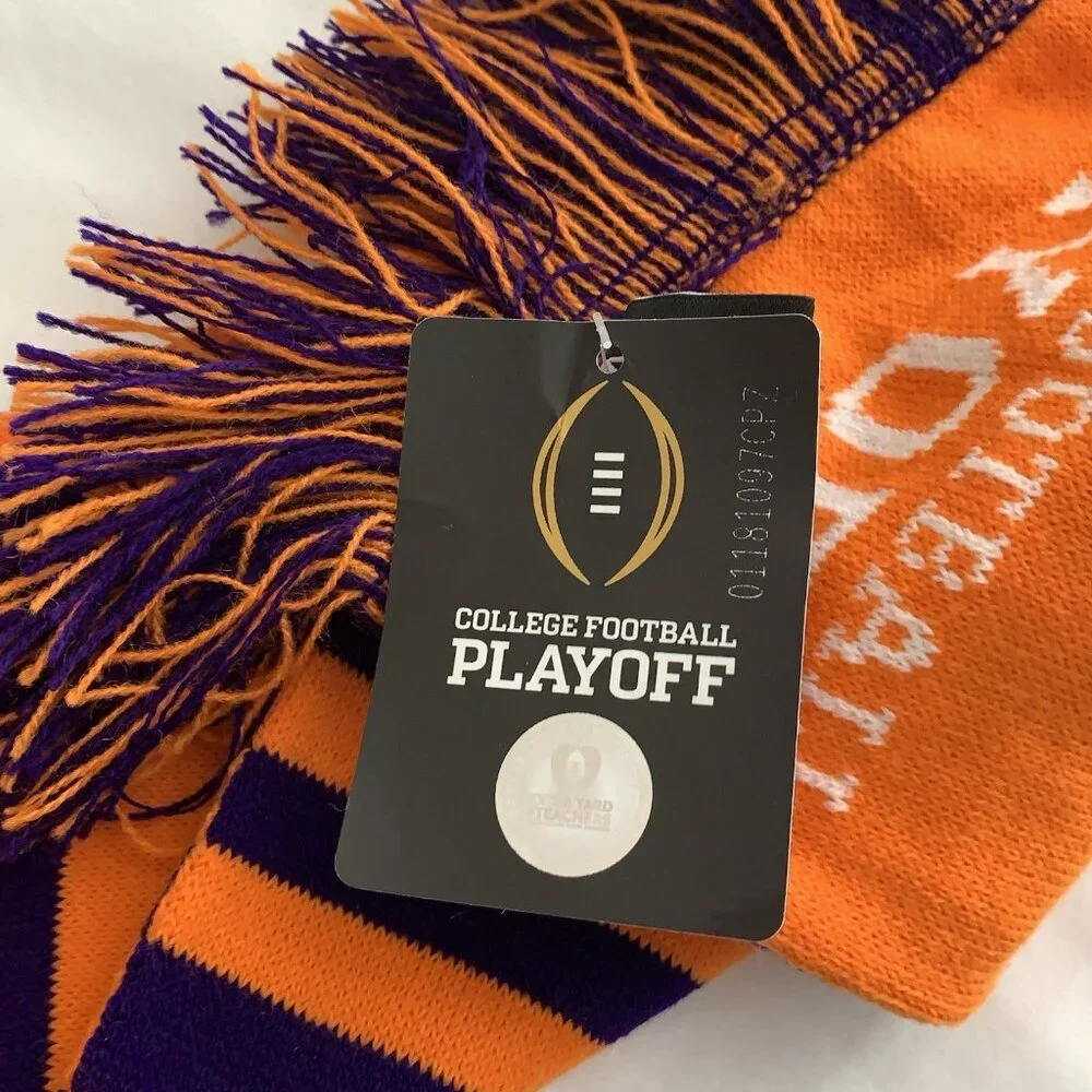 Taco Bell College Football Playoff Scarf Clemson Acrylic Orange Purple NWT
